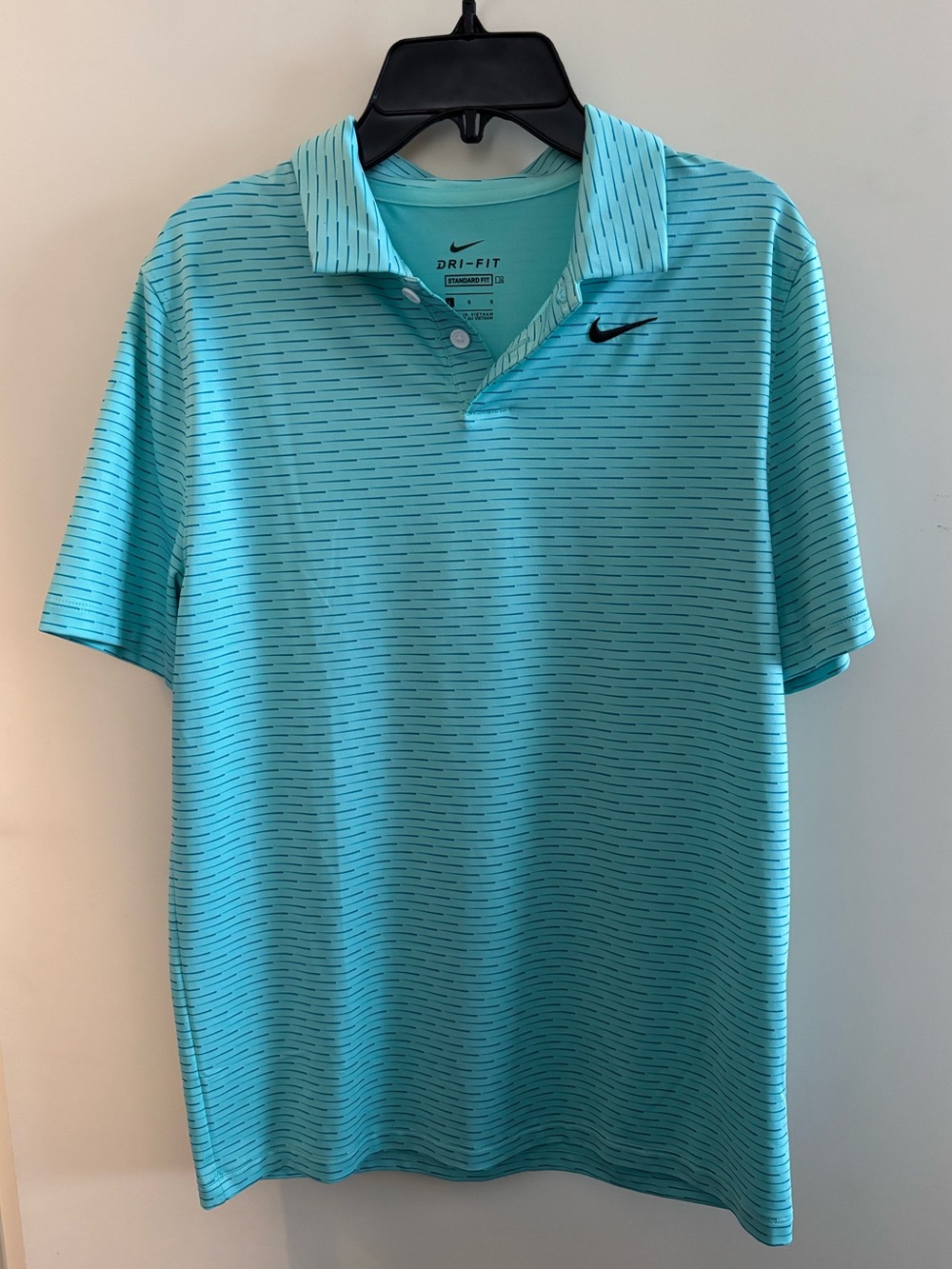 Nike Boys Turquoise Patterned Dri-Fit Polo